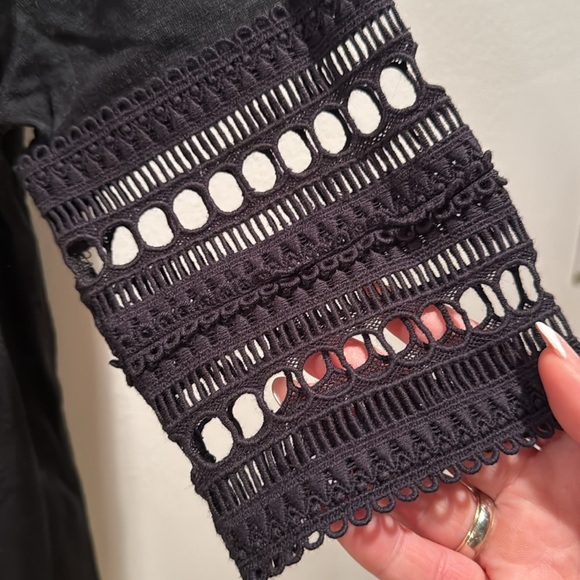 See By Chloe Dark Navy Blue embroidered sleeves Top Small - Picture 4 of 7